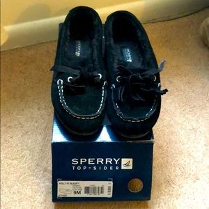 Sperry black moccasin slipper